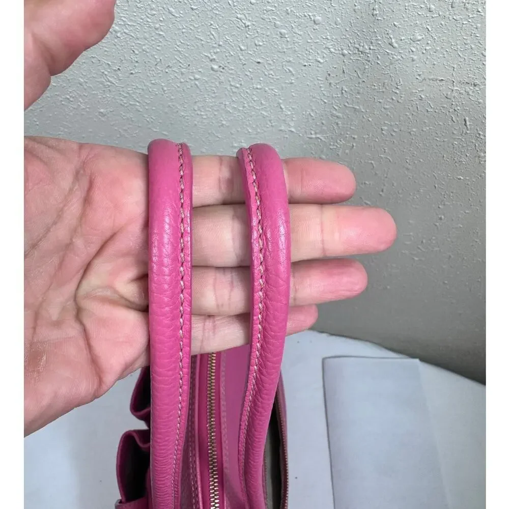 Dooney & Bourke Vibrant Pink Pebbled Leather Crescent Tote with COA